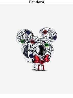 Authentic Disney Mickey Mouse Christmas Wreath Pandora Charm